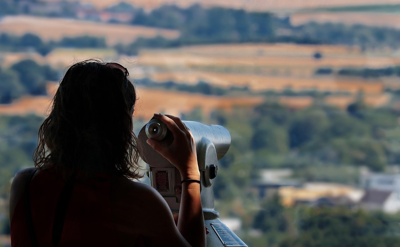 Vision — telescope looking into the distance representing foresight